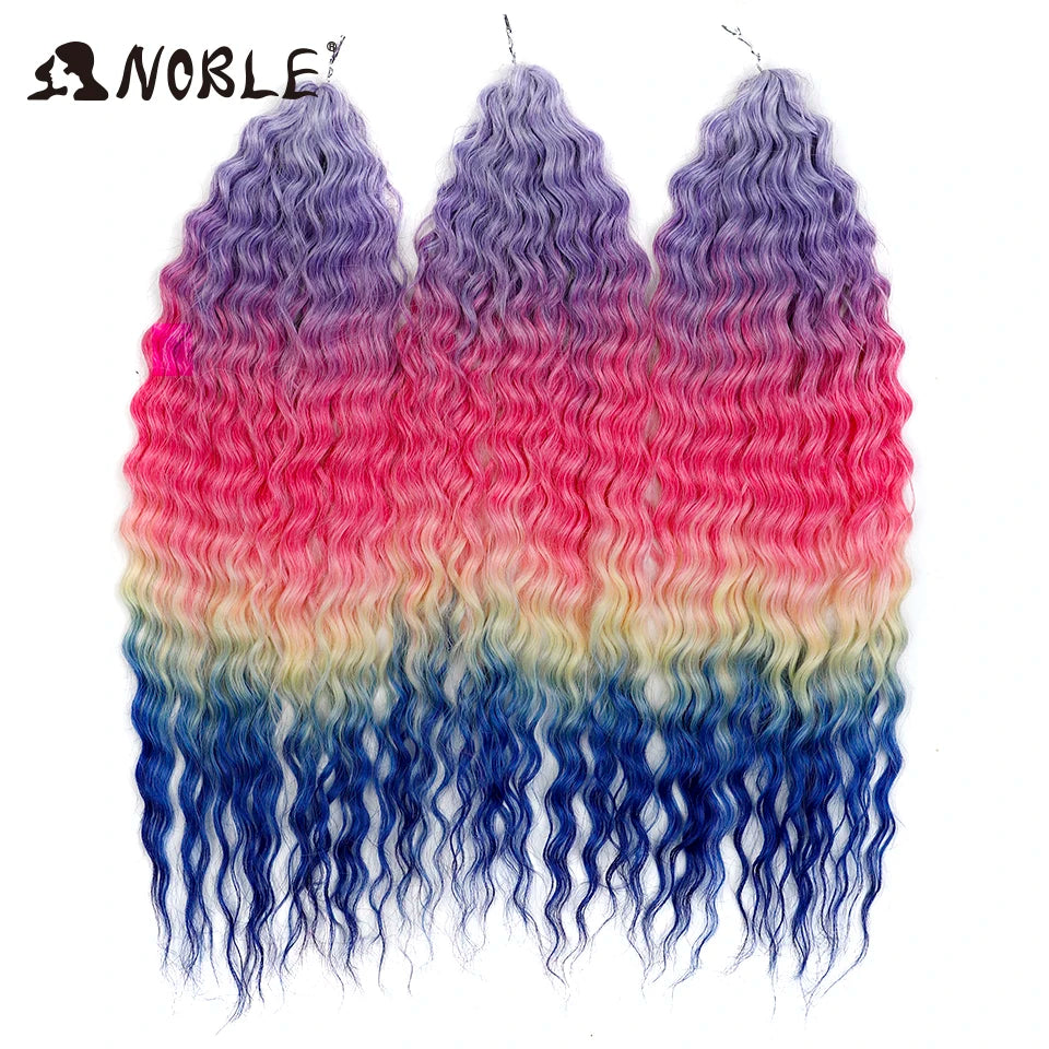 Synthetic Twist Crochet Curly Hair Water Wave Braid Ombre Blonde Brown Deep