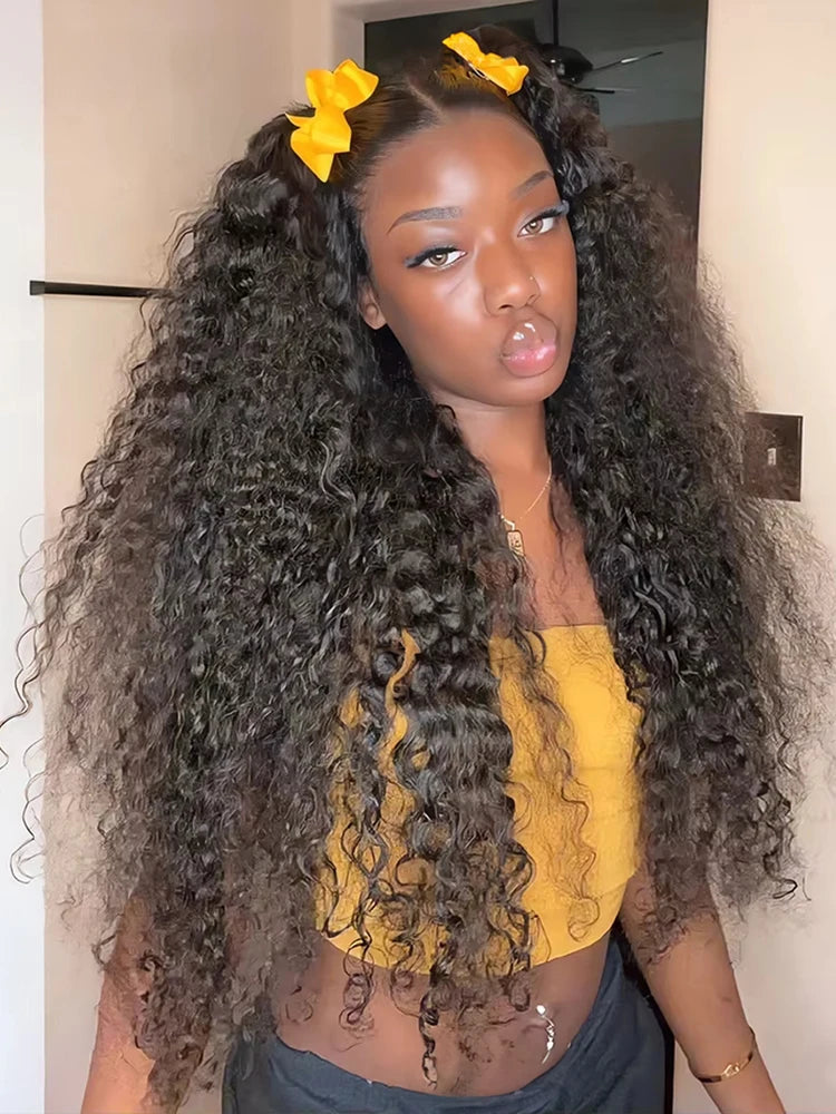250% Density HD Deep Wave 13x6 Lace Front Human Hair Wig, 30-46 Inch, Wet and Wavy