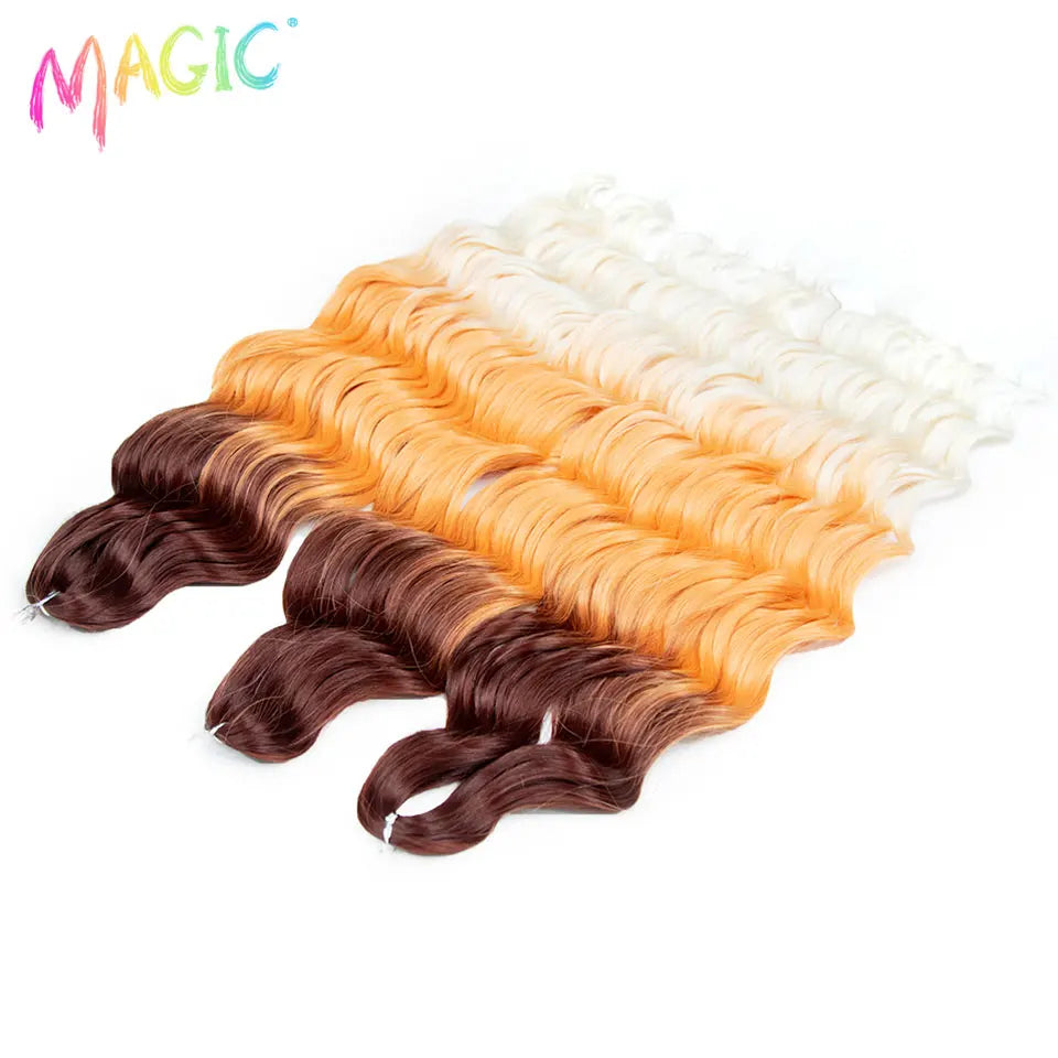 Water Wave Braiding Hair Extensions Ombre Blonde Deep Afro Curl Twist Crochet