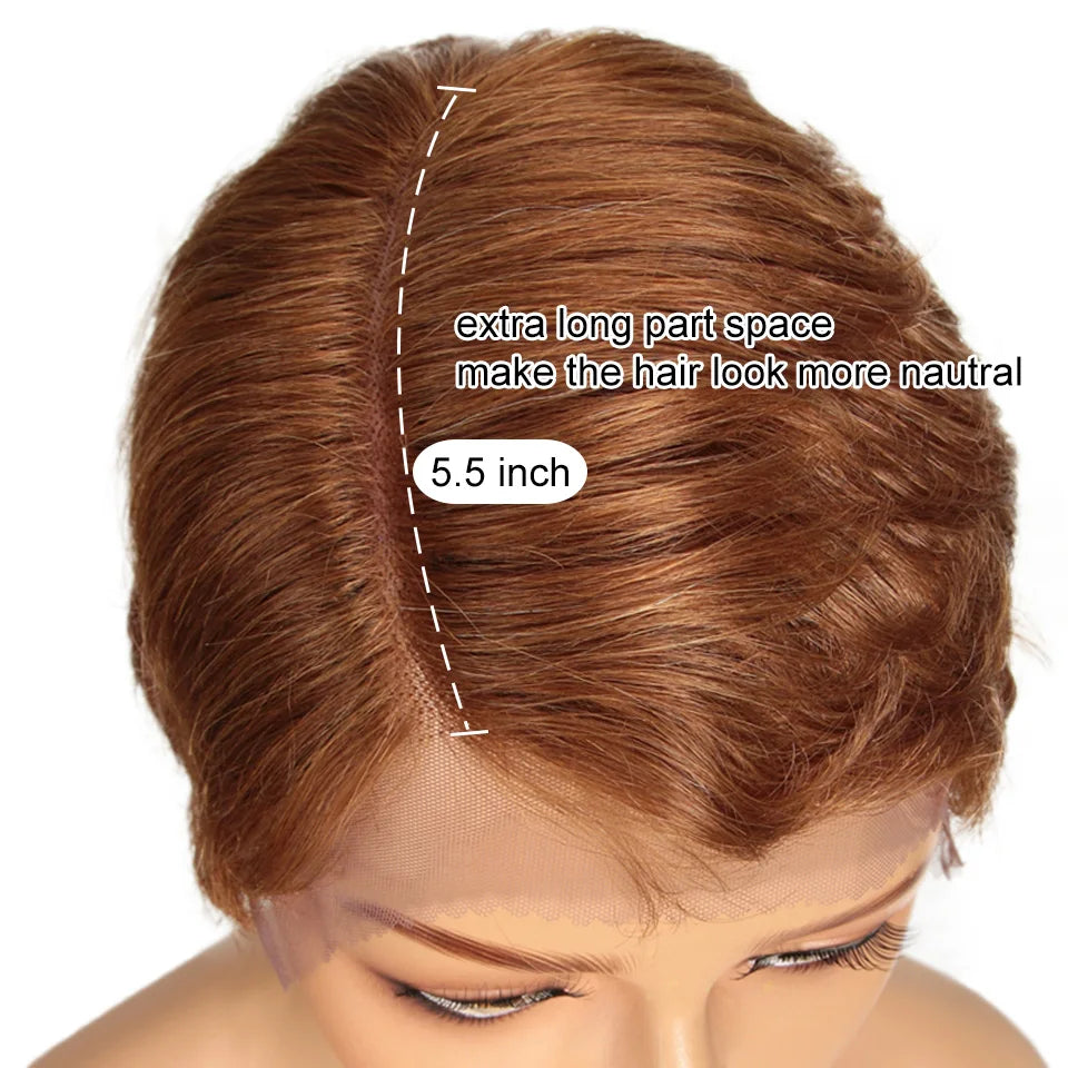 Black Short Pixie Cut, 13x1 C Part Lace Front 100% Human Hair