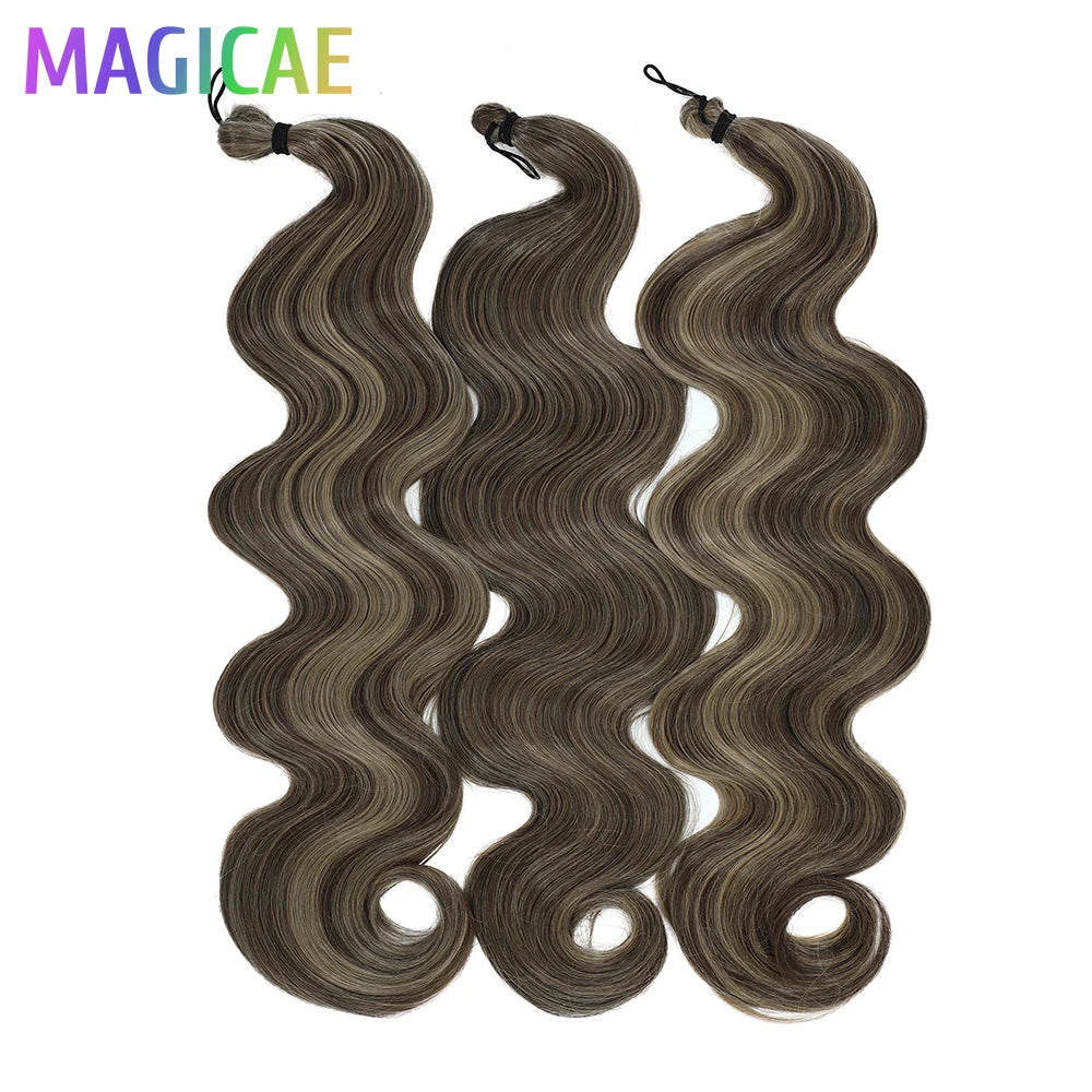 300G 26Inch Ombre Grey Crochet Braids Body Wave Light Brown Highlight Sp4/27/613