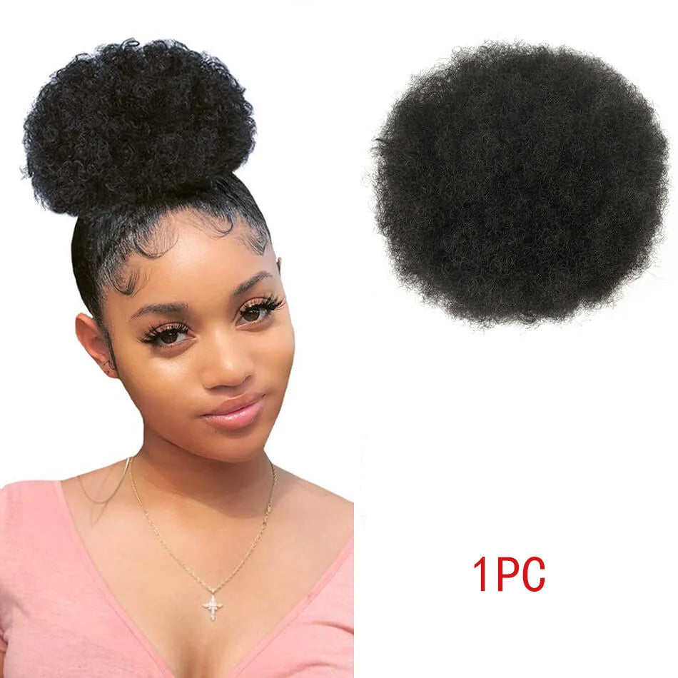 Synthetic 6inch Afro Puff Drawstring Ponytail Hair Accessories Kinky Curly Soft Fried