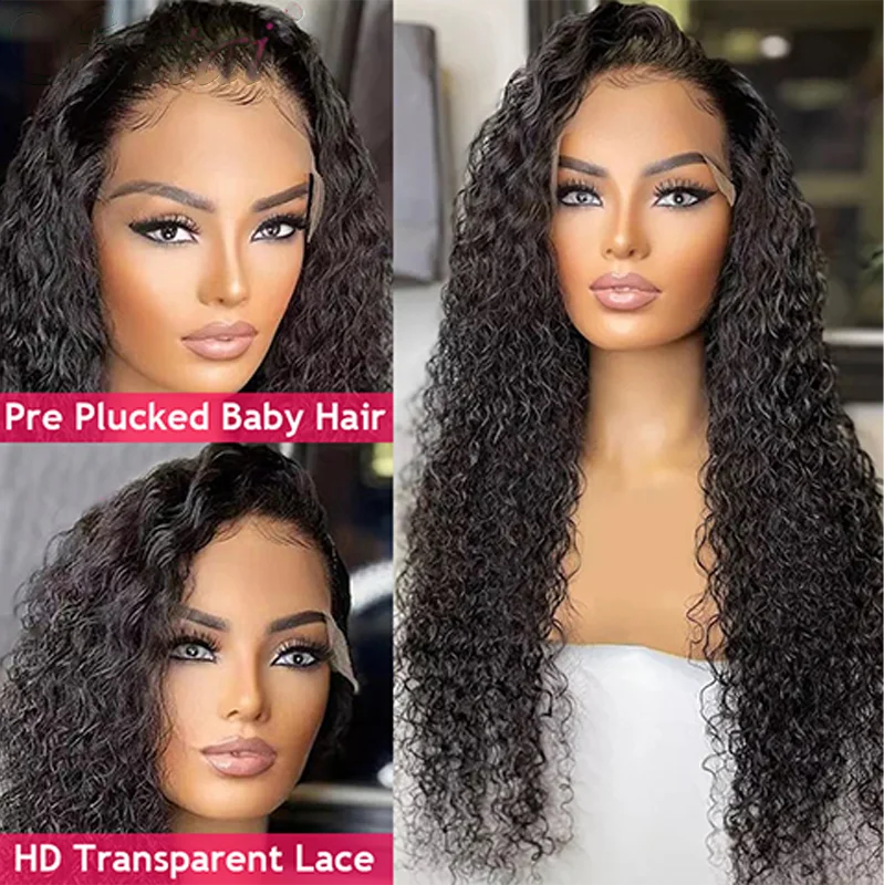 13x4 Kinky Curly Lace Front Human Hair Wigs Brazilian HD Deep Wave