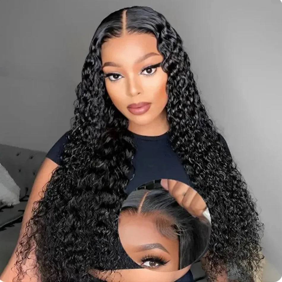 13x6 Glueless Density Brazilian Deep Wave Curly HD Lace Frontal Human Hair
