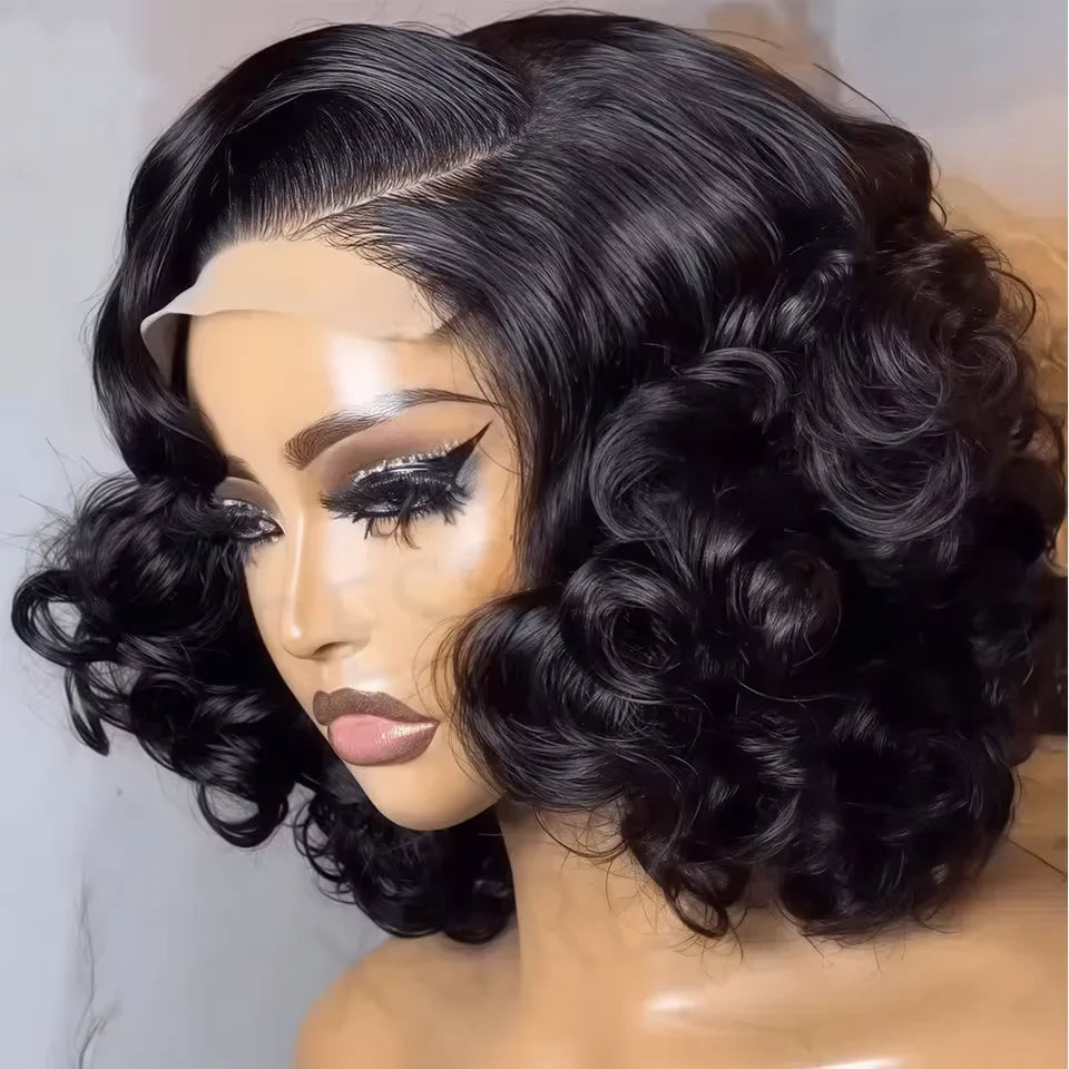 Super Density Wig Egg Curly, 4x4 Lace Closure Bob 100% Human Hair