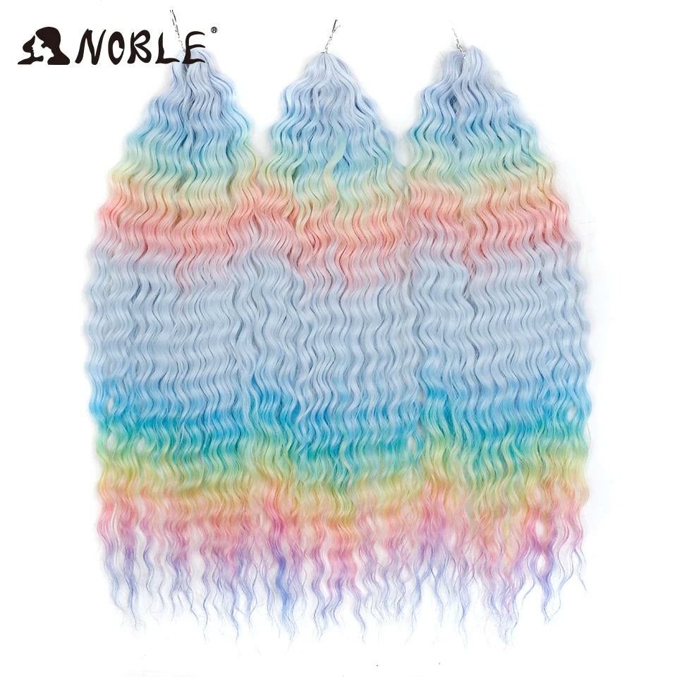 Synthetic Twist Crochet Curly Hair Water Wave Braid Ombre Blonde Brown Deep
