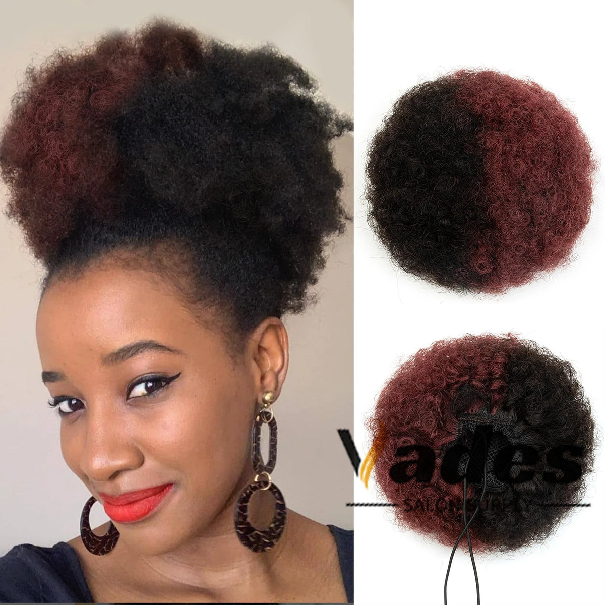 Curly Human Hair Ponytail Afro Kinky Puff Drawstring Bun Piece Clip in