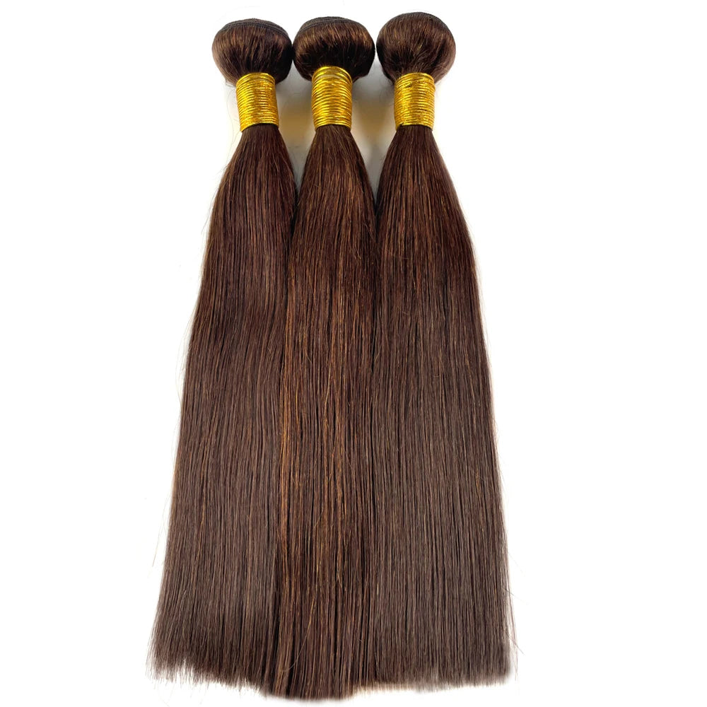 12A Chocolate Brown Straight Human Hair Bundles Closure Frontal Raw Brazilian Tissage