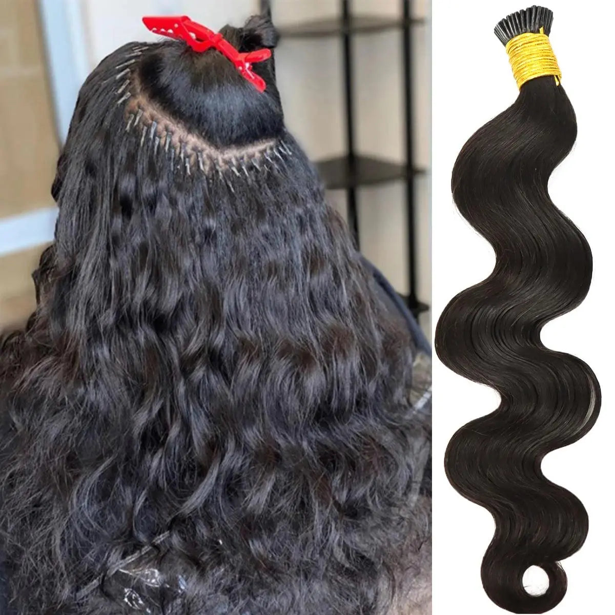 Body Wave I Tip Hair Extensions 50G/100G/150G, 100% Unprocessed Human Bundles 16-26Inches