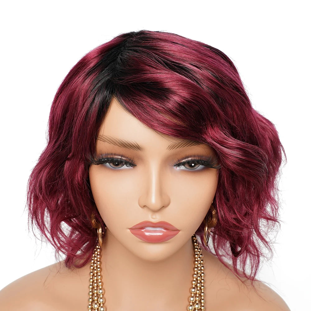 Short Full Wig, 100% Human Hair Body Wave Romance Curl Loose Style