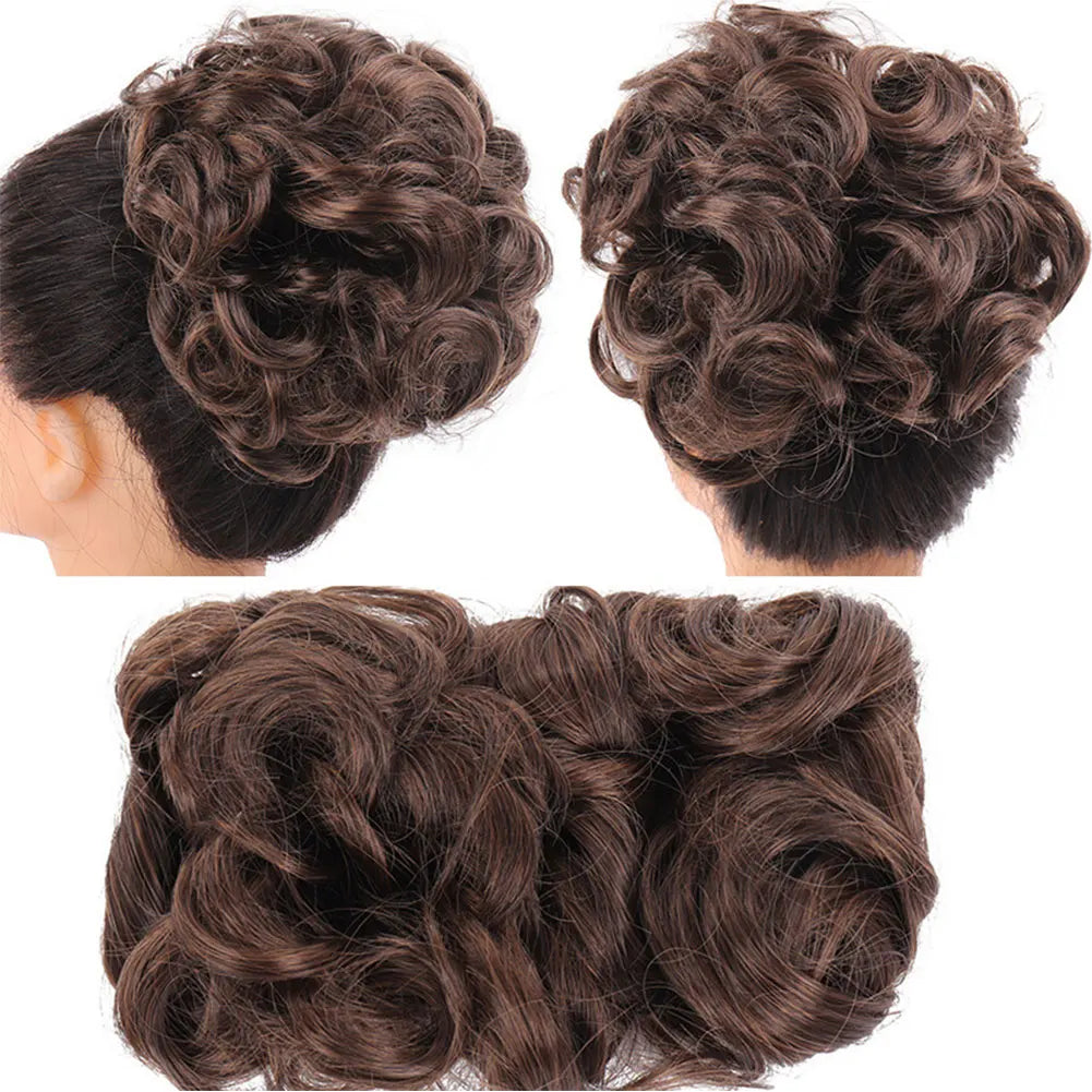 Synthetic Large Comb Clip in Curly Hair Extension Chignon Pieces Updo Cover