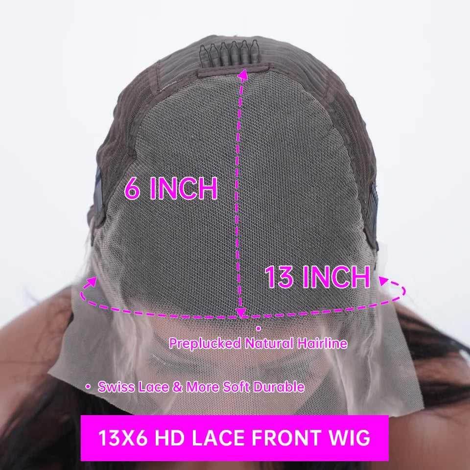 Deep Wave Frontal Wig, 13x4 HD Lace Chocolate Brown Curly Front Human