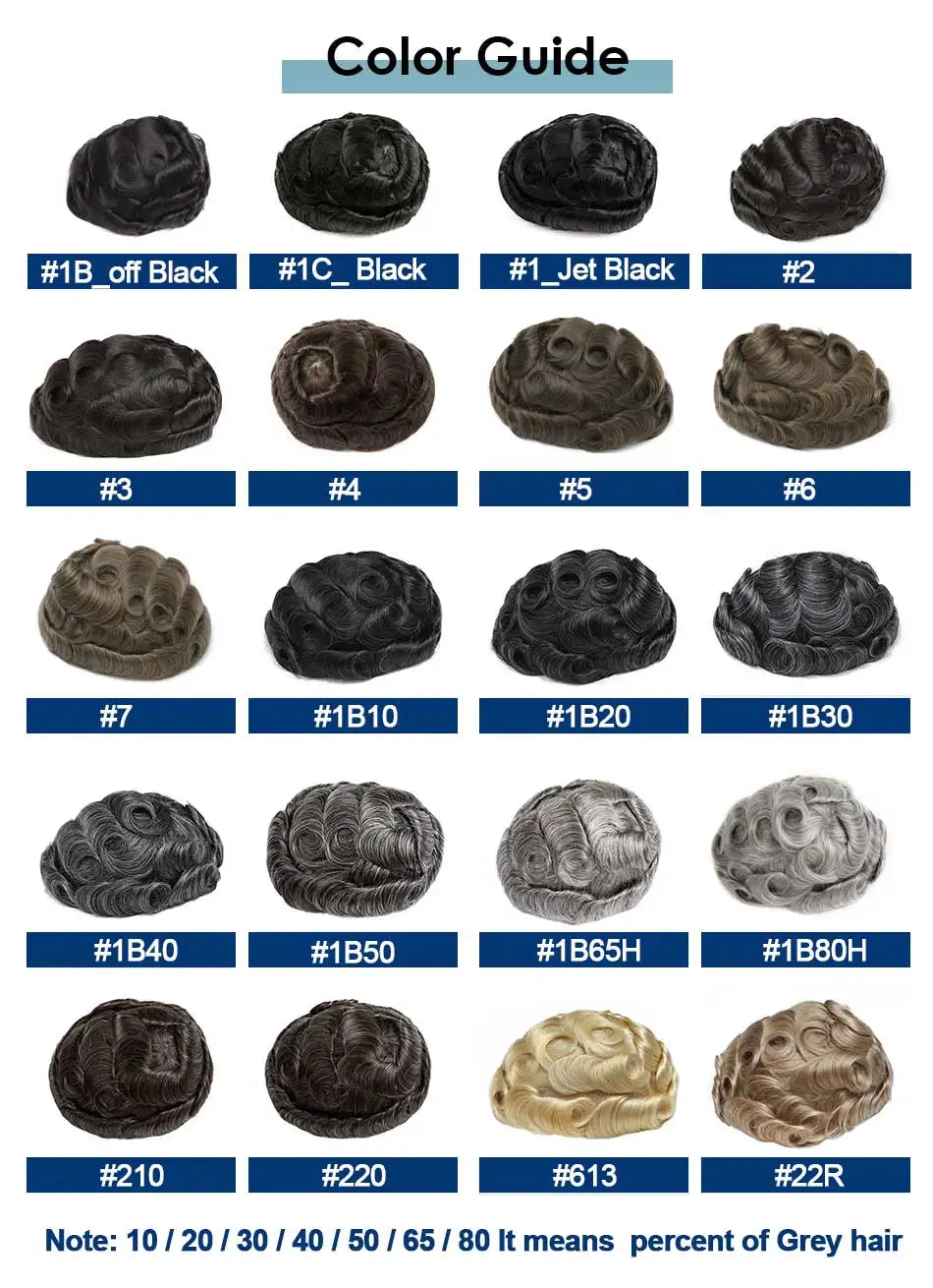 Pre-Styled Skin Toupee for Men, Knotless Hair System, Pre-Cut