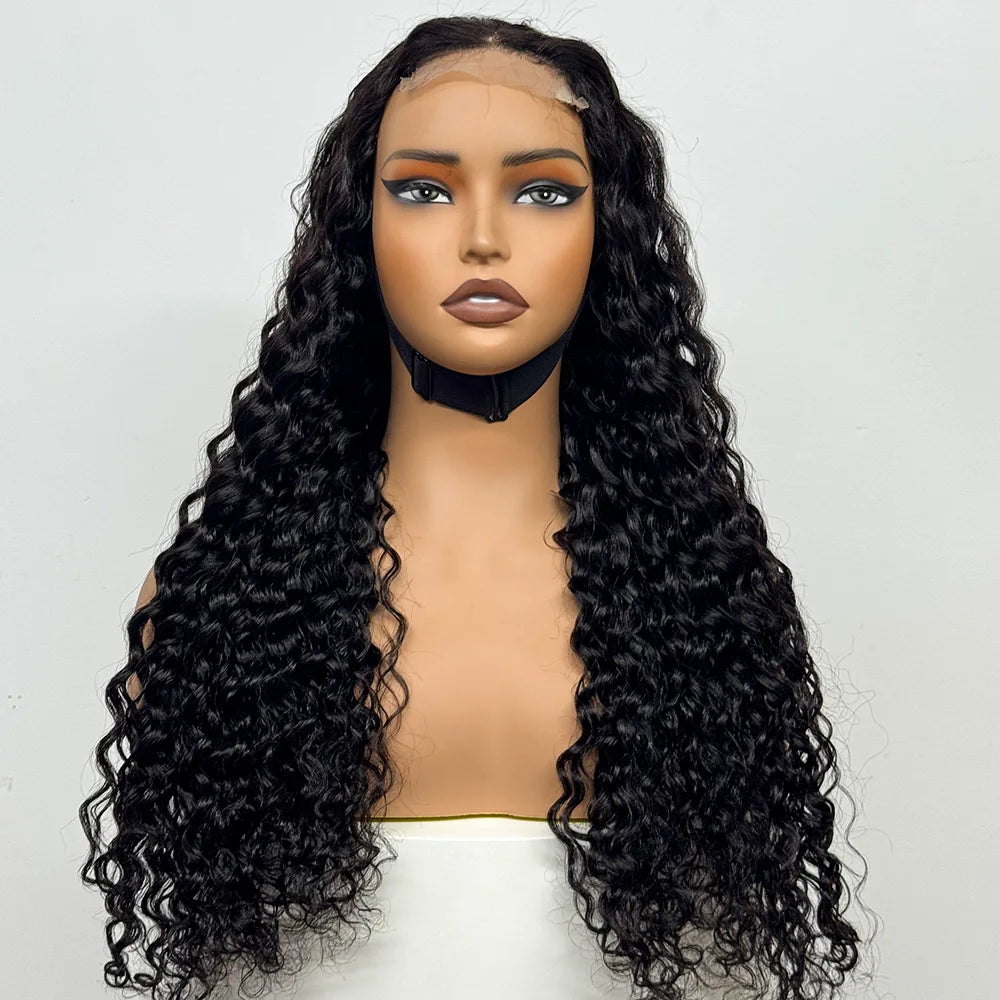 Water Wave Human Hair Lace Closure Wig, 4x4 Transparent Lace, 300% Density