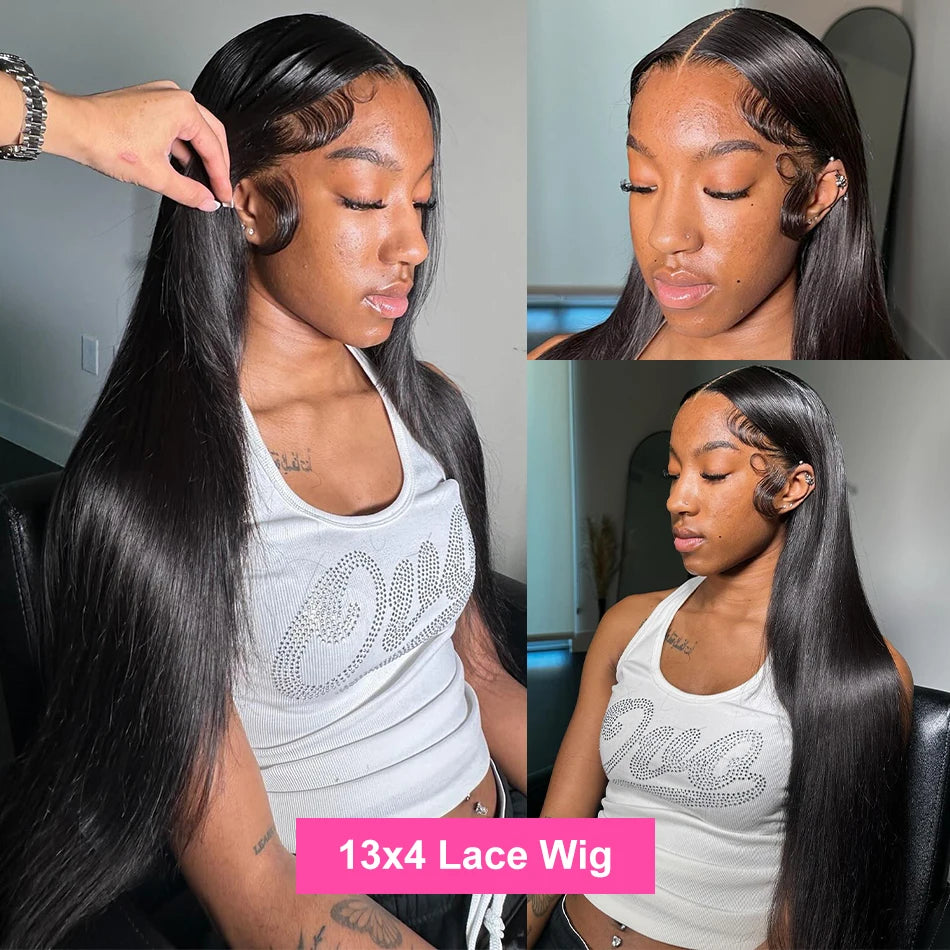 Straight Lace Front Human Hair Wigs, 13x4 HD Frontal Density Natural Hairline