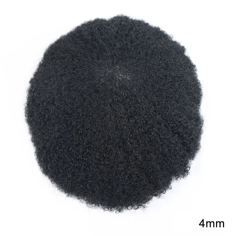 Afro Curly Full Lace Mens Toupee 8mm Wave Human Hair Piece African