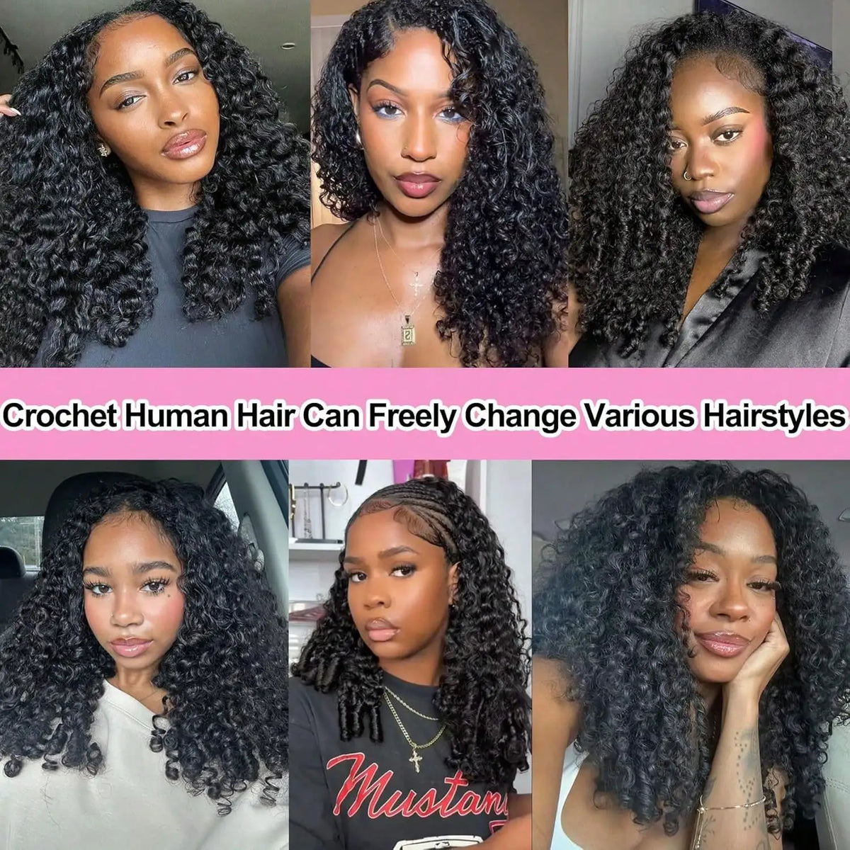 Natural Color Burmese Curly Crochet Human Hair Extensions Soft Silky Bouncy Texture