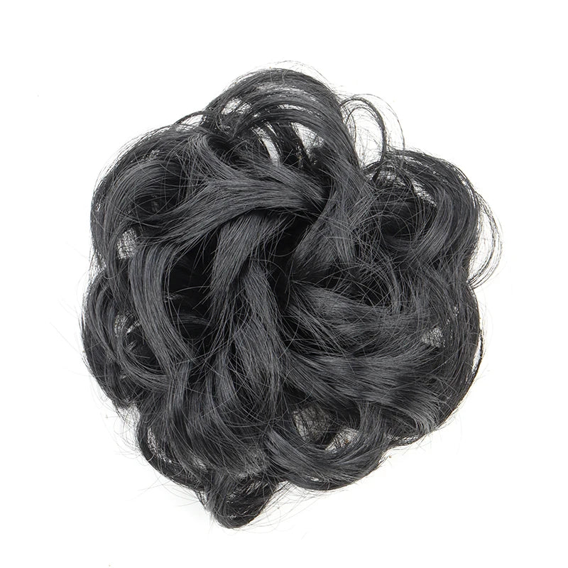 Synthetic Messy Bun Chignon Donut Hair Piece - Blonde Brown, Elastic Scrunchie Bun Pad