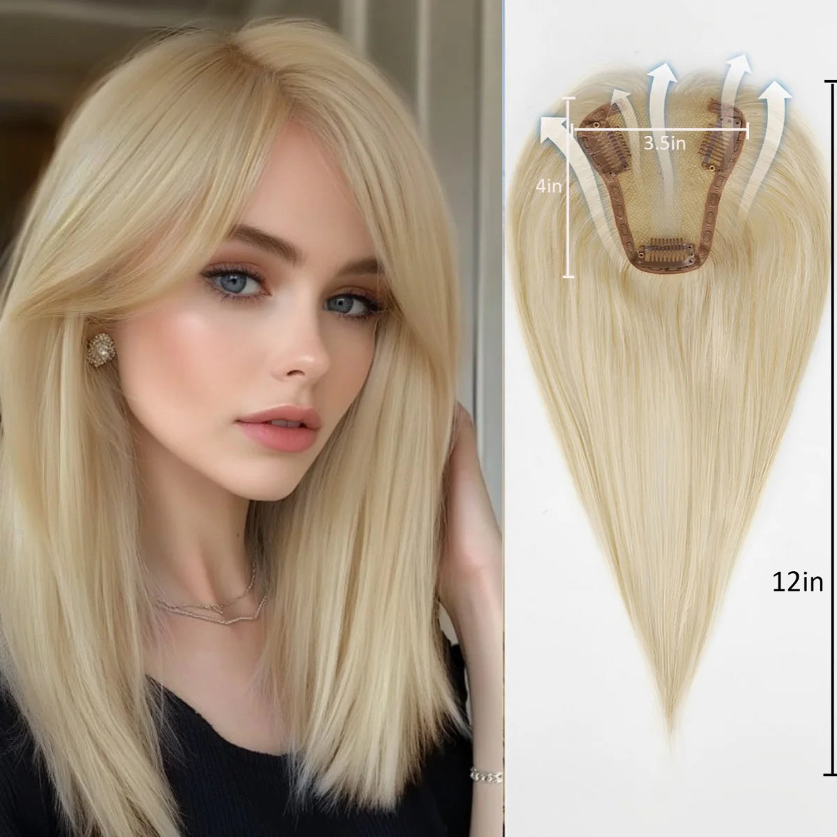 Light Brown Ombre Middle Part Lace Front Topper, 100% Remy Human Hair