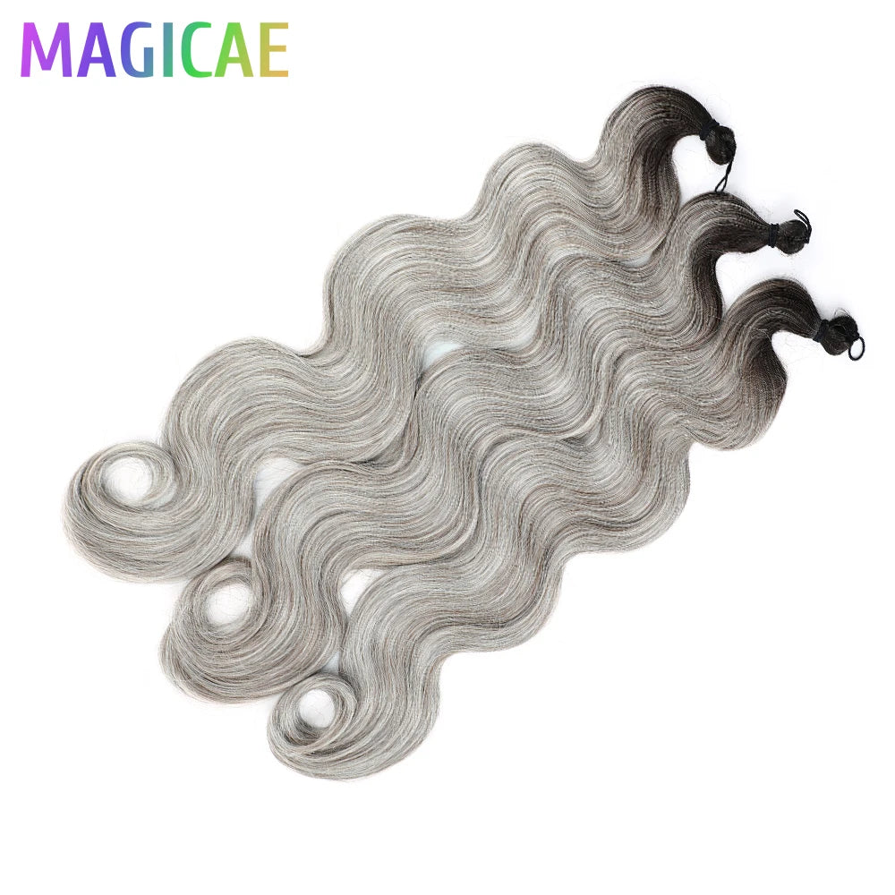 300G 26Inch Ombre Grey Crochet Braids Body Wave Light Brown Highlight Sp4/27/613