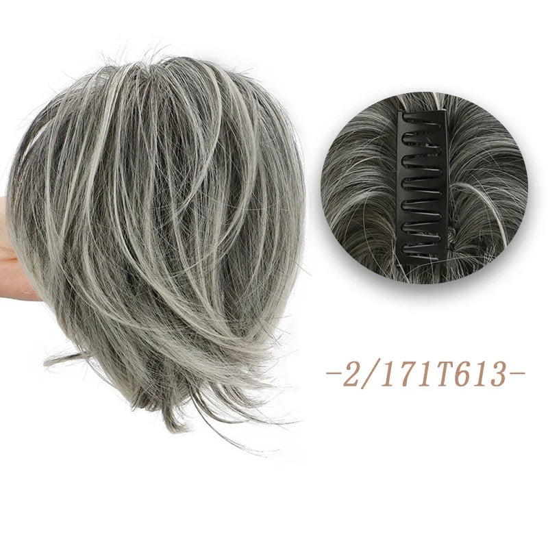 Synthetic Fake Hair Ponytail 8" Short Multi Layered Straight Claw On Clip