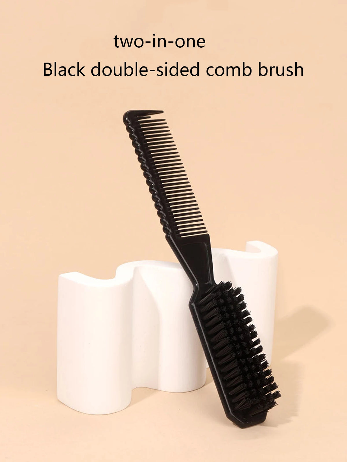 Double-Sided Comb Brush Wave Shaped Comb Professional Mustache Comb Brush Hairdresser Cleaning Brush
