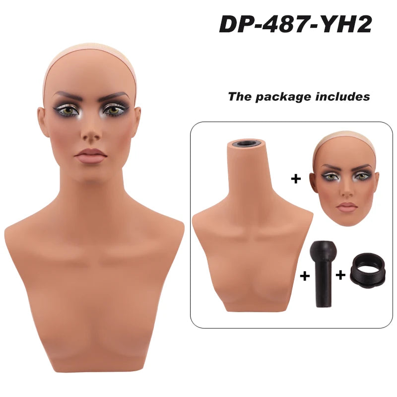 Realistic Mannequin With Detachable Head Glam Makeup Mannequin Head To Put Wigs Dummy Head For Wigs,Earrings, Necklaces Display