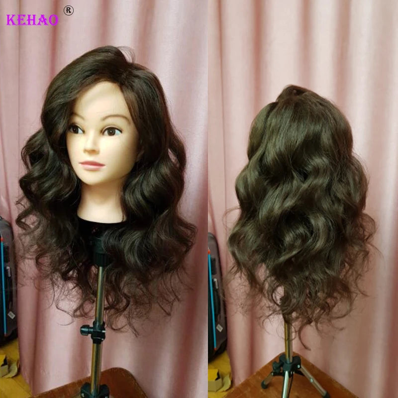 85%Real Hair Doll Head Hairstyle Hairdressing Professional Mannequin Styling To Practice Curl
