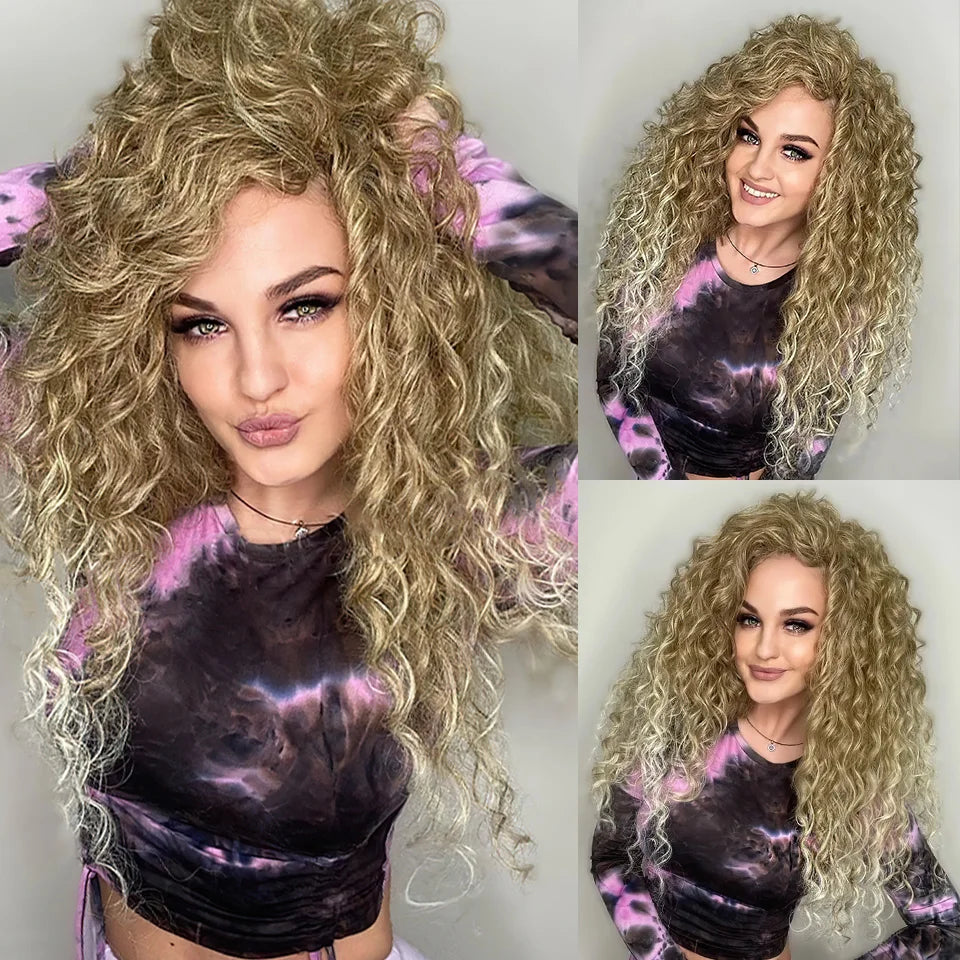 Synthetic Hair Deep Wave Twist Crochet Braid Afro Curl Ombre Blonde Pink