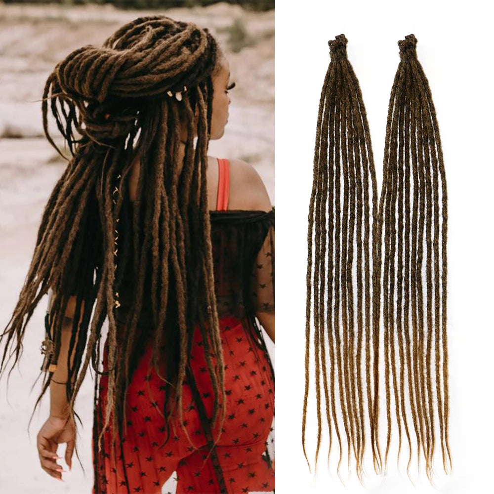 24 Inch DreadLock Extensions Handmade Thin And Soft Reggae Hip-Hop Style Synthetic DreadLock Extensions Crochet Hair