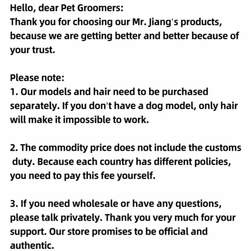 Pet Wig Grooming Cylinder Pack of Tablets Model Dog Groomer Practice (