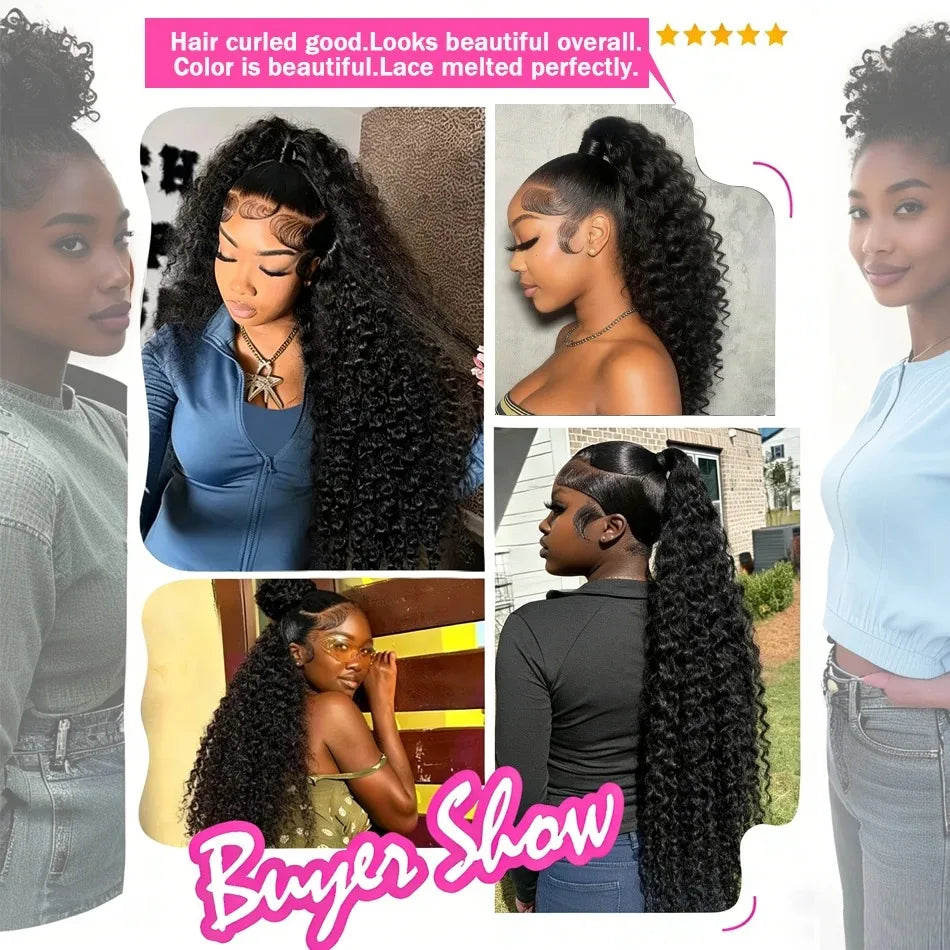 Full Lace Wig Deep Wave Frontal Brazilian Curly Human Hair HD Invisible