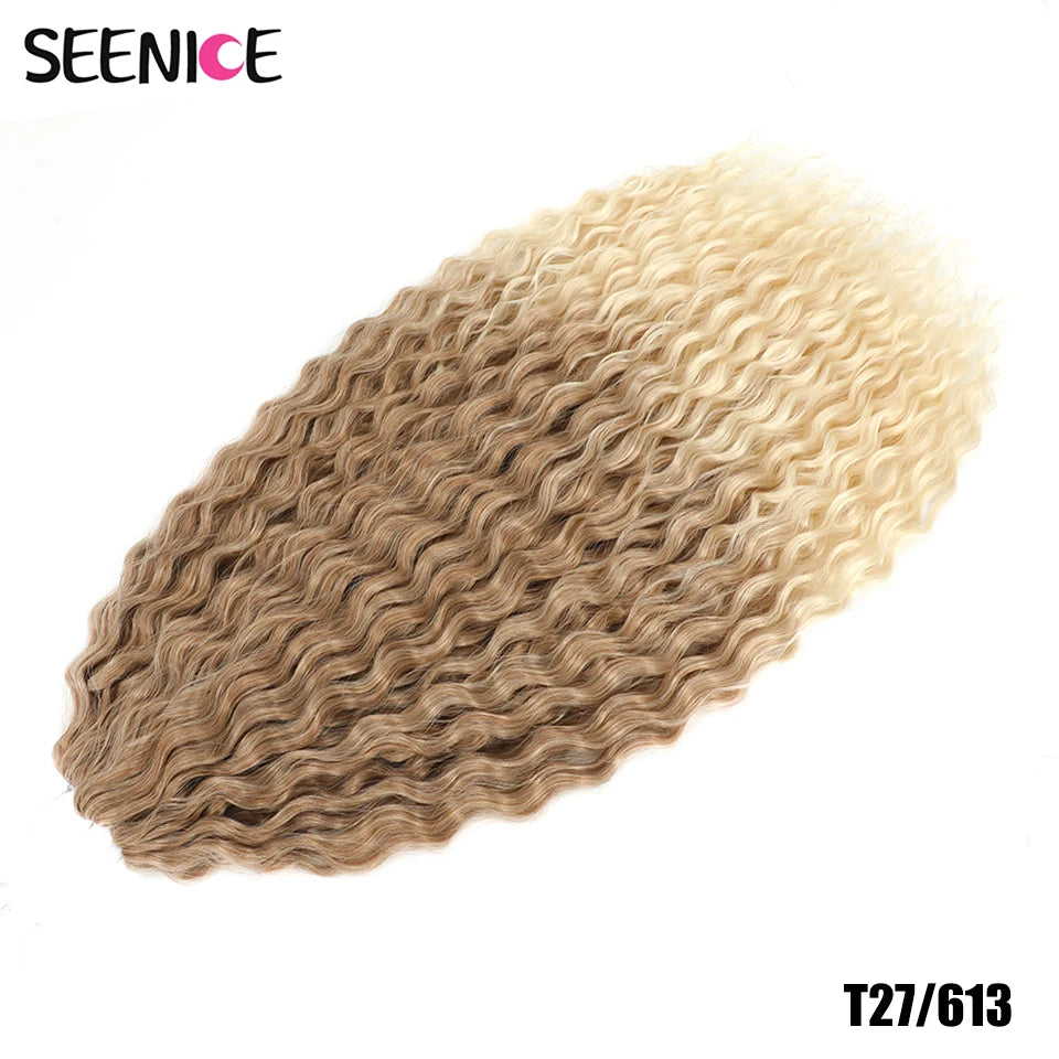 African Curls Synthetic Water Wave Twist Crochet Braiding Hair, Afro Curl, Ombre Blonde Pink Deep Wave
