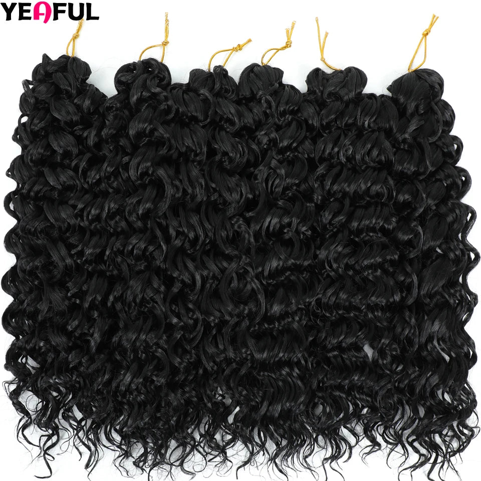 Curl Crochet Hair 14inch 1-8 Packs Ombre Brown Water Wave Curly Braiding