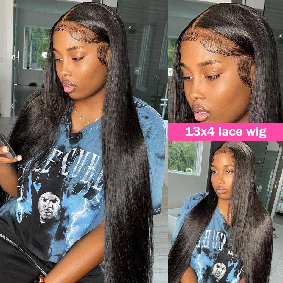 Density Bone Straight, 13x6 HD Lace Frontal Wig Transparent Front Pre Plucked