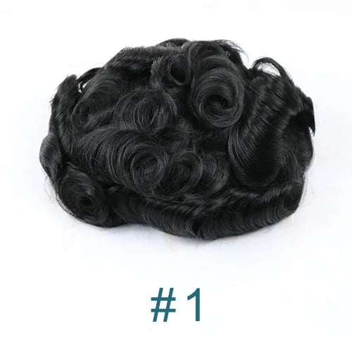 Men's Platinum Blonde 100% Human Hair V-looped PU 120-130% Density Toupee for Men 0.06-0.08mm Skin Base Hair Prosthesis System