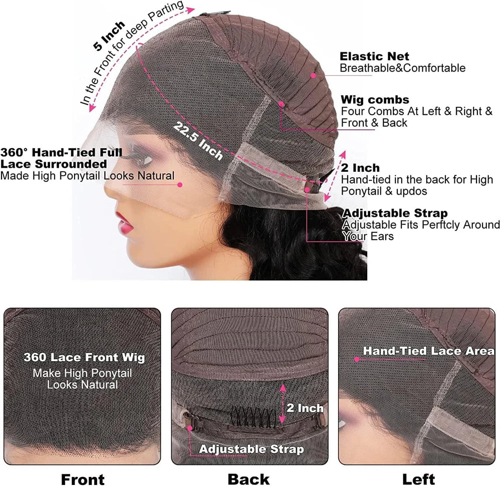 Density Full HD Lace Front Human Hair Wig Pre Plucked Glueless, 13x6