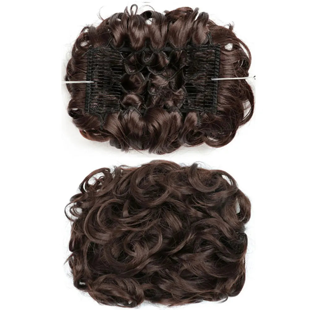 Synthetic Large Comb Clip in Curly Hair Extension Chignon Pieces Updo Cover