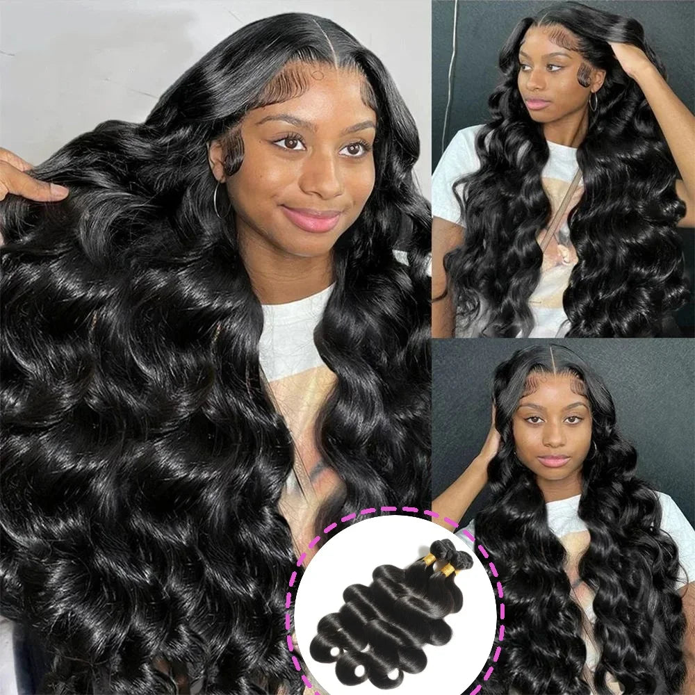 15A Raw Indian Human Hair Bundles Body Wave Triple Lifespan Straight Deep