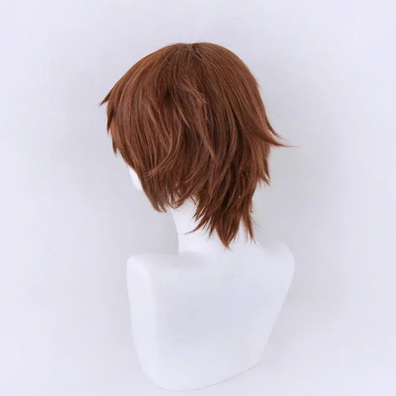 Halloween Anime Cosplay Wig 30cm Dark Brown Short Hair Heat Resistant Synthetic Wigs