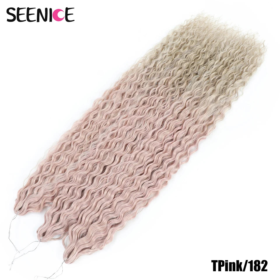 African Curls Synthetic Water Wave Twist Crochet Braiding Hair, Afro Curl, Ombre Blonde Pink Deep Wave