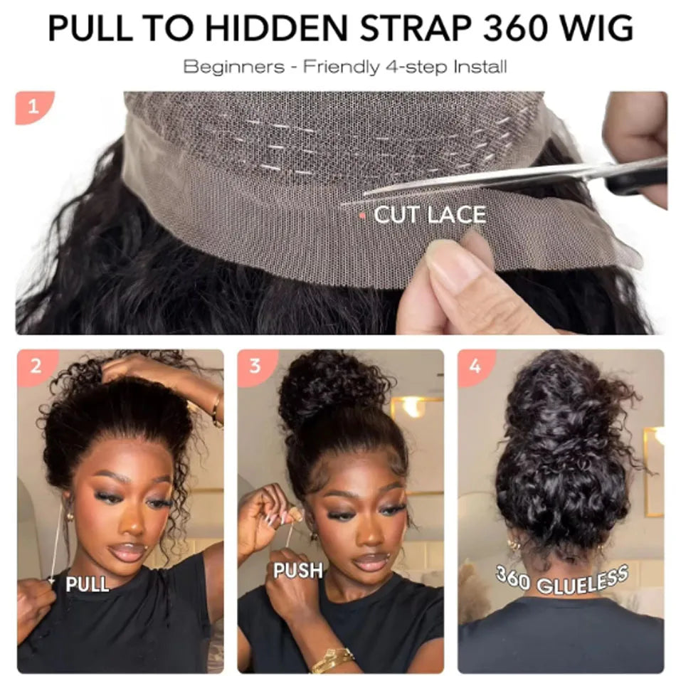 13x6 Glueless Density Brazilian Deep Wave Curly HD Lace Frontal Human Hair