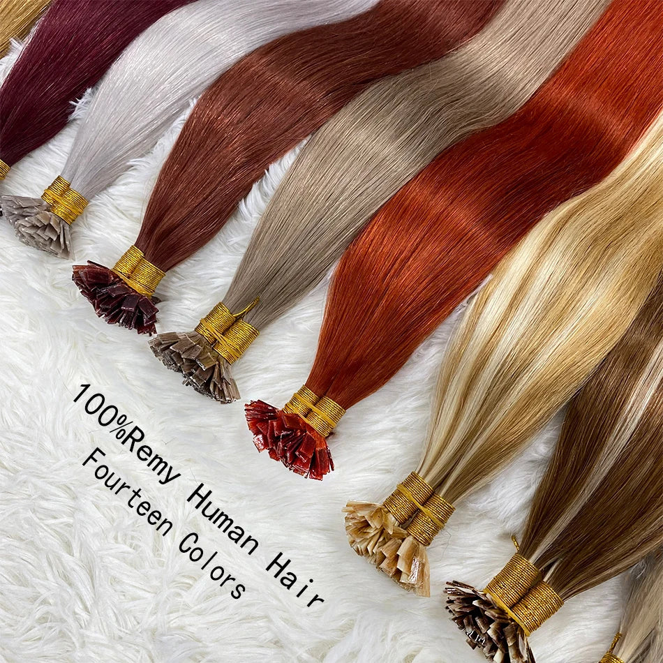 613 Beach Blonde Flat Tip Hair Extensions, 100% Virgin Human Straight Keratin