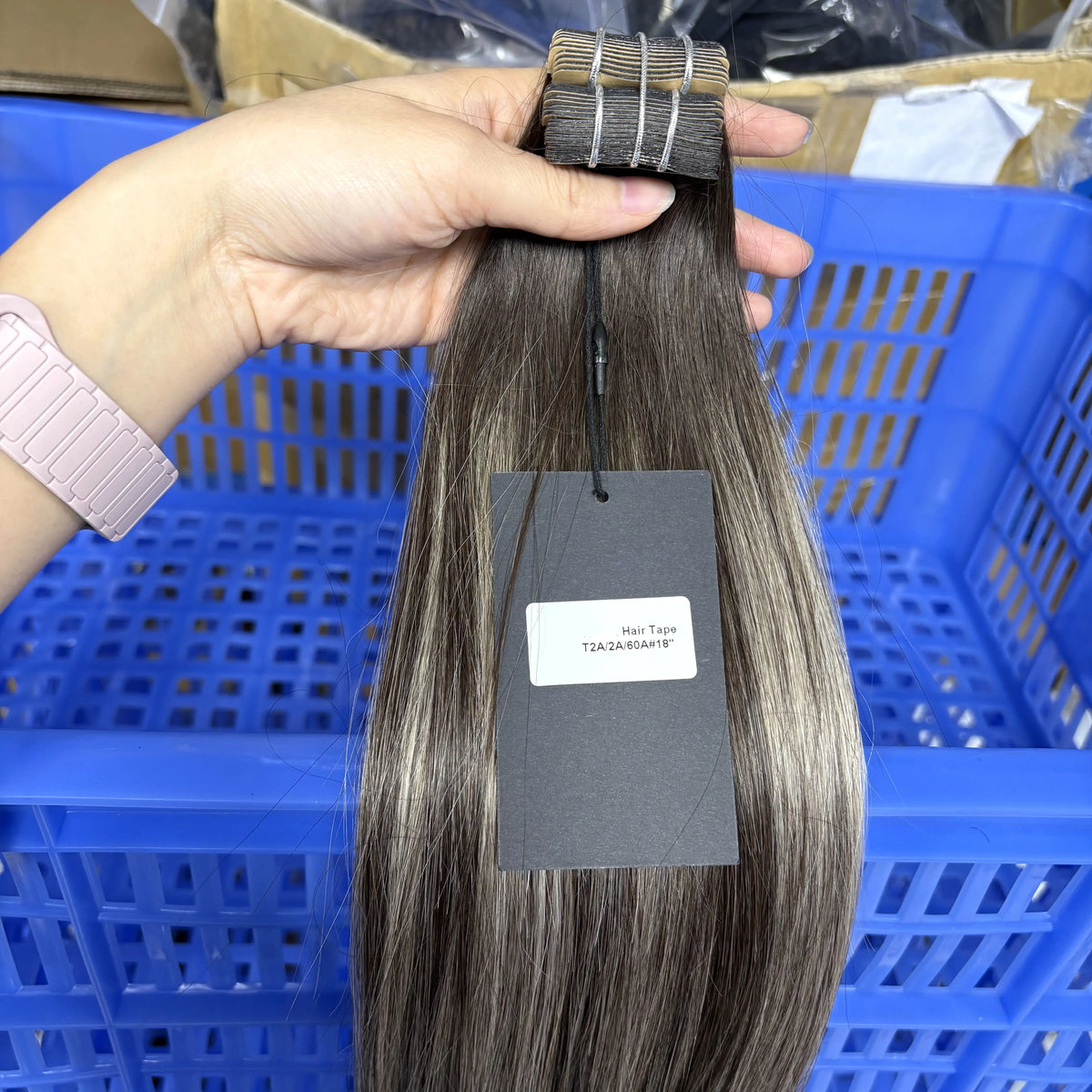 Tape in Vietnamese Virgin Human Hair 50g/ Colored Straight Extensions Skin Weft