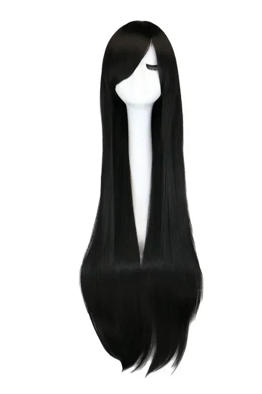 Long Straight Cosplay Wig Black Purple Red Pink Blue Dark Brown Cm