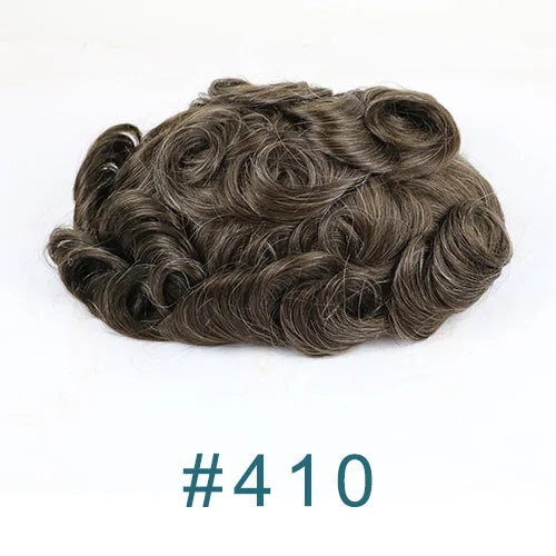 Men's Platinum Blonde 100% Human Hair V-looped PU 120-130% Density Toupee for Men 0.06-0.08mm Skin Base Hair Prosthesis System