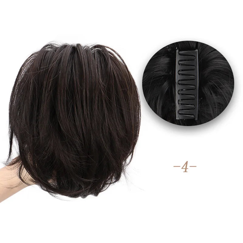 Synthetic Fake Hair Ponytail 8" Short Multi Layered Straight Claw On Clip