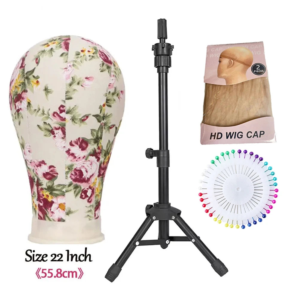 Soft Canvas Wig Head Tripod Stand 22' Training Mannequin Hairstyle Display Dly