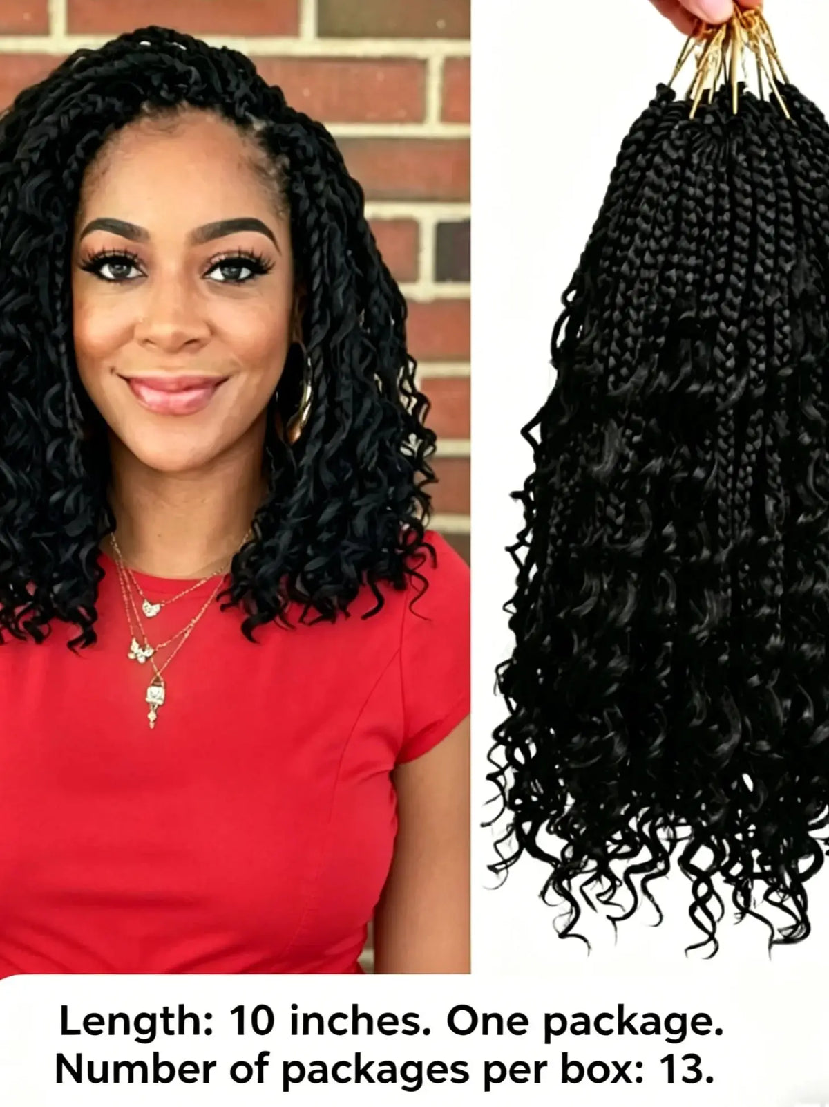 Synthetic Bohemian Curly Hair Strands, 10 Inch, 13 Strands, 1 Pack