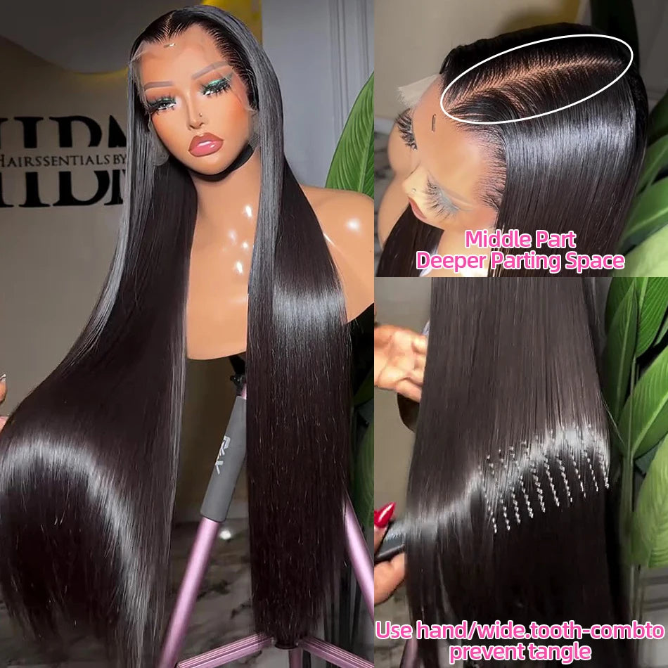Straight Lace Front Human Hair Wigs, 13x4 HD Frontal Density Natural Hairline